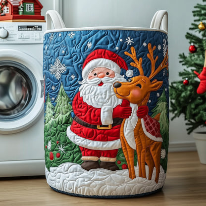 Christmas Santa Claus Quilted Laundry Basket GFTOXM483
