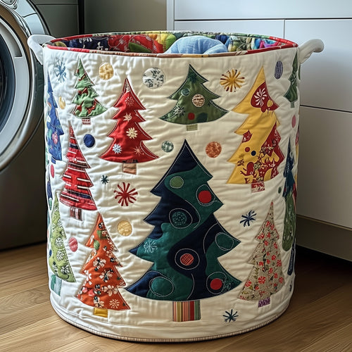 Christmas Trees Quilted Laundry Basket GFTOXM487