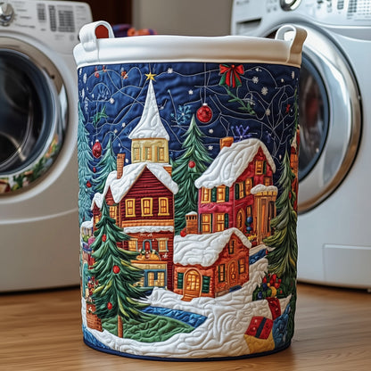 Christmas Village Quilted Laundry Basket GFTOXM488