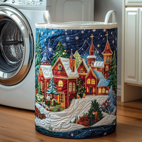 Christmas Village Quilted Laundry Basket GFTOXM489
