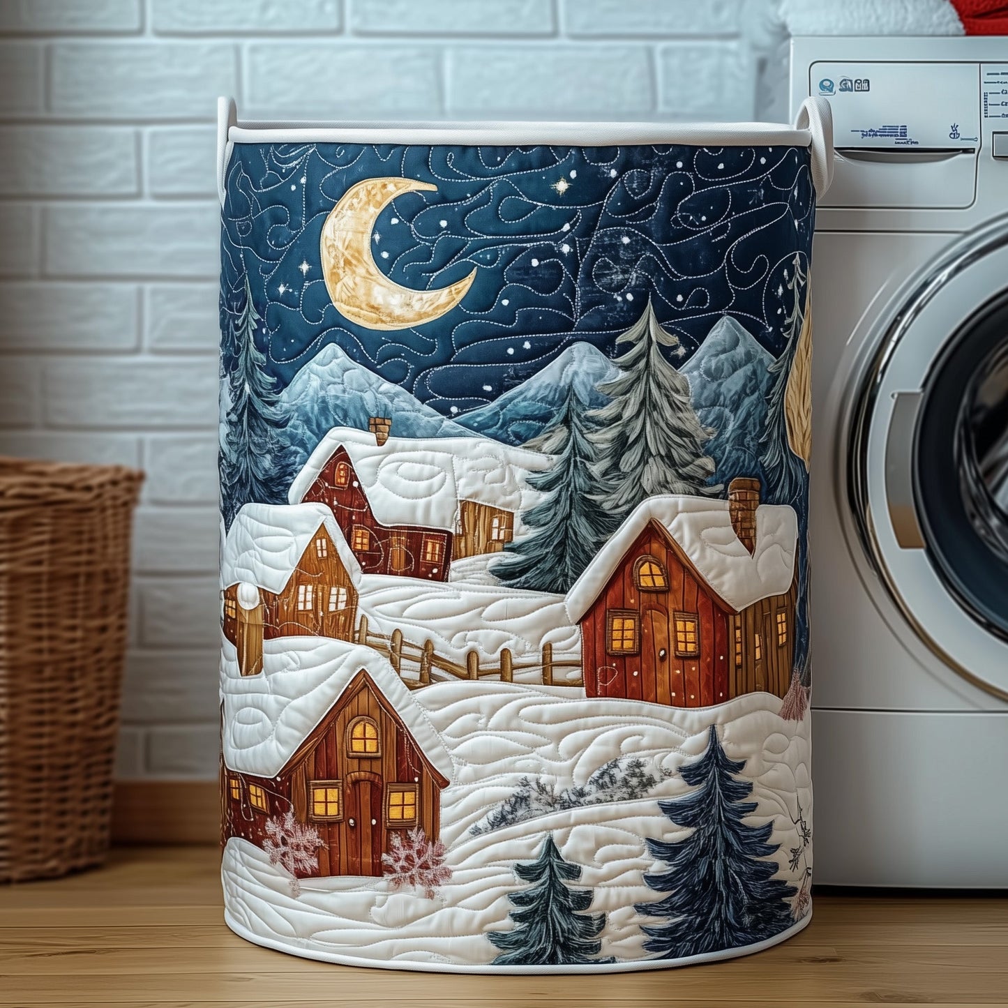 Christmas Village Quilted Laundry Basket GFTOXM490