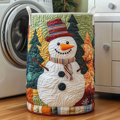 Merry Snowman Quilted Laundry Basket GFTOXM491