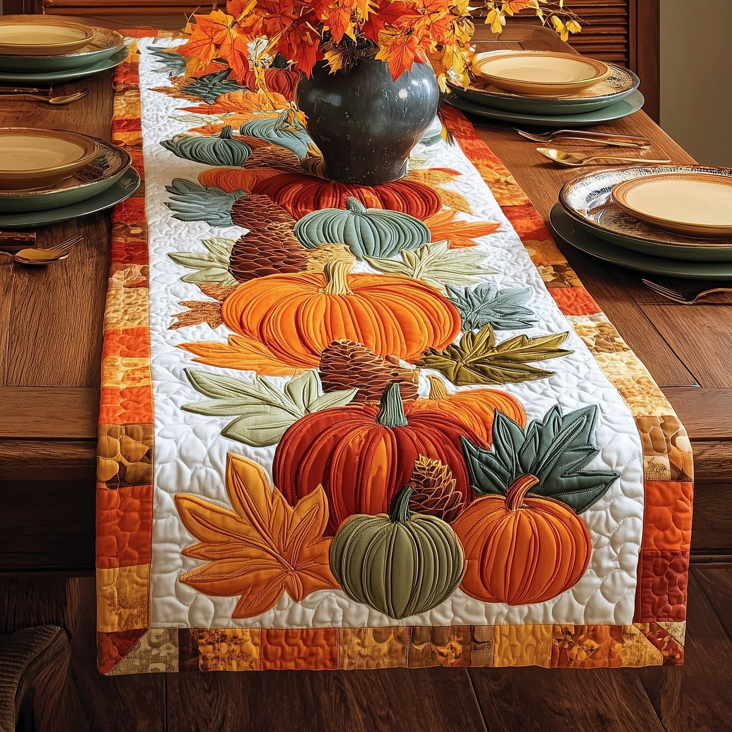Pumpkin Autumn Quilted Table Runner GFTOXM52
