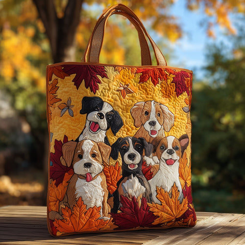 Dogs in autumn Quilted Tote Bag GFTOXM59