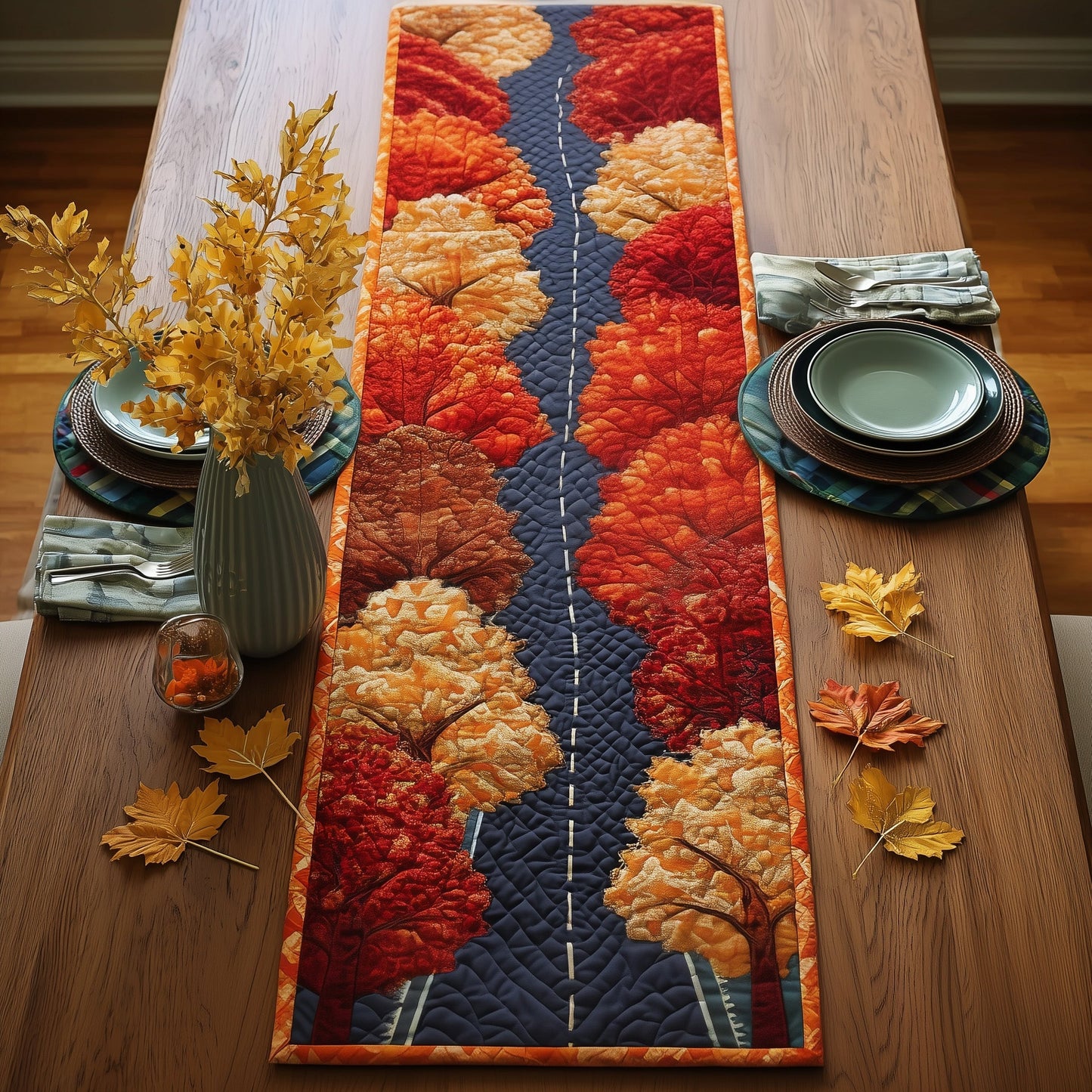 Autumn Avenue Quilted Table Runner GFTOXM64
