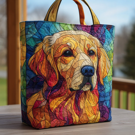 Stained Glass Golden Retriever Quilted Tote Bag GFTOXM71