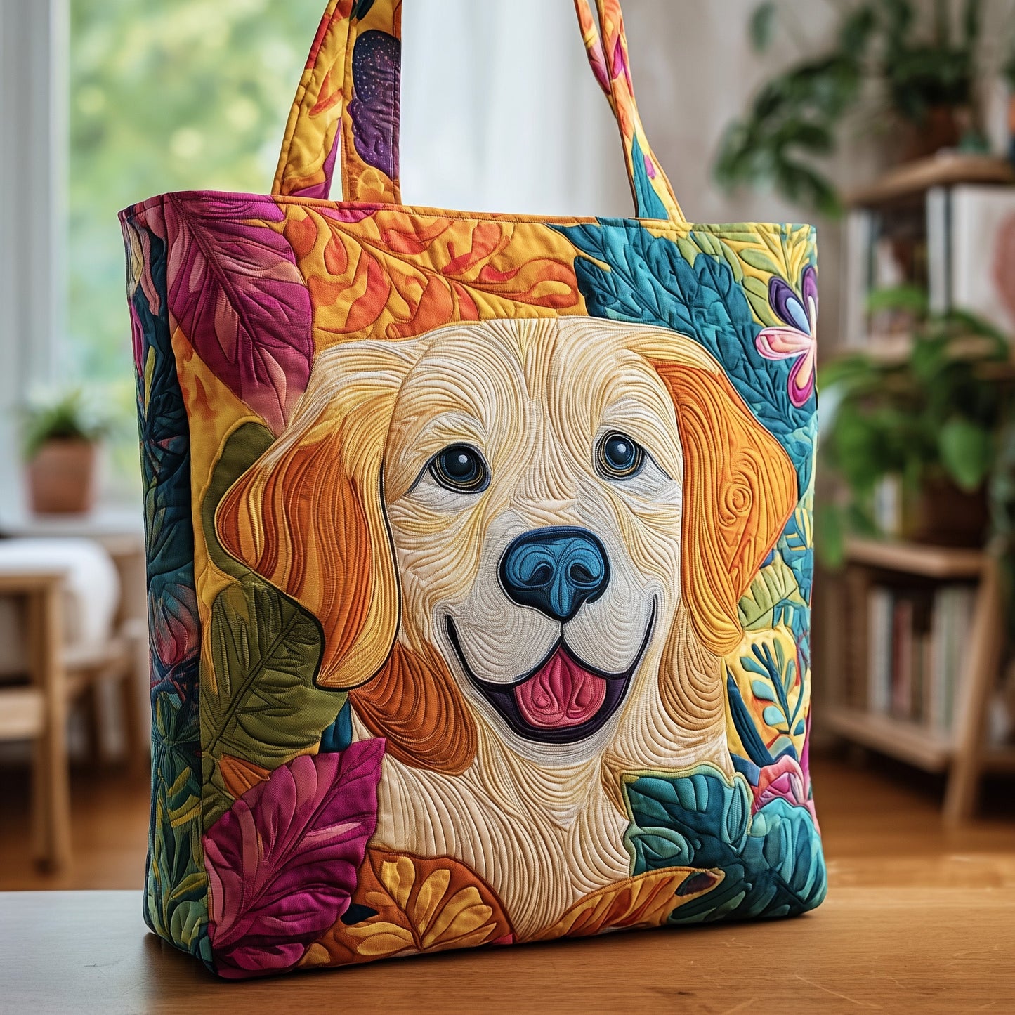 Colorful Golden Retriever Quilted Tote Bag GFTOXM73