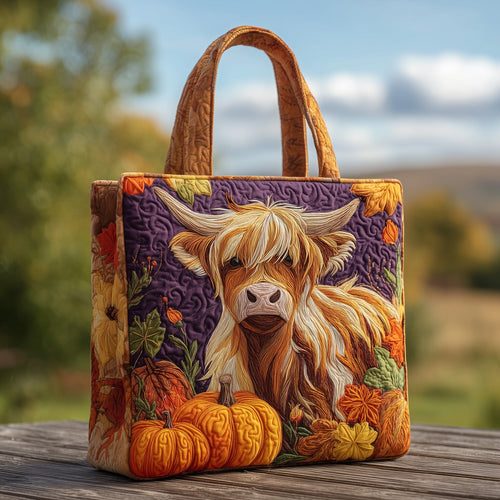 Autumn Highland Cow Quilted Tote Bag GFTOXM94