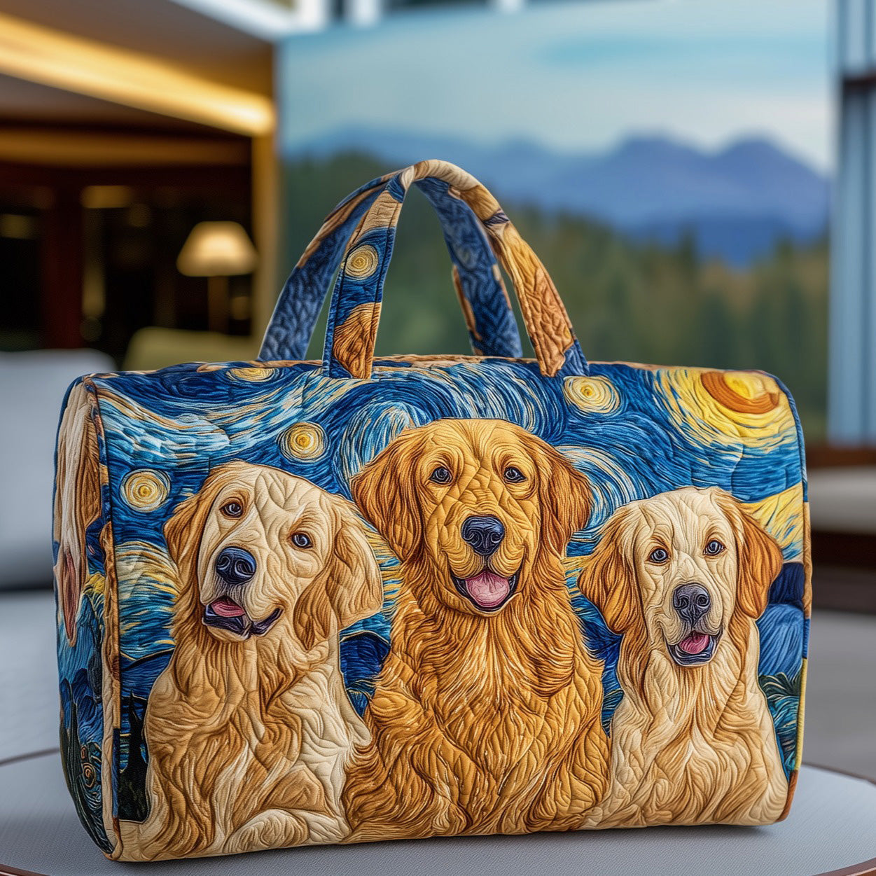 Starry Night Golden Retriever Quilted Duffle Bag GFTOYC07