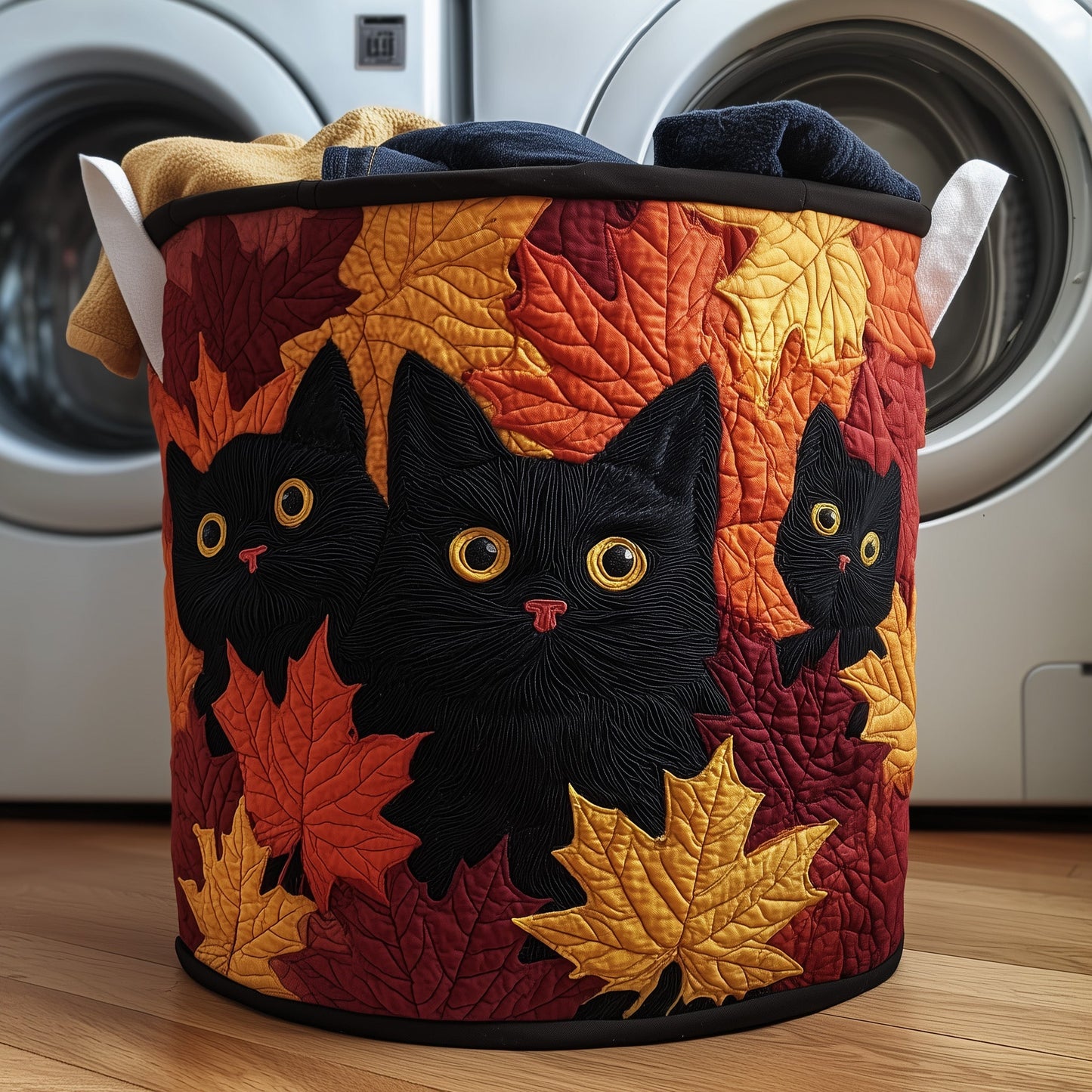 Autumn Cat Quilted Laundry Basket GFTOYC1008