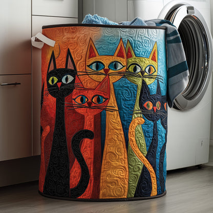 Whimsical Cat Quilted Laundry Basket GFTOYC1013