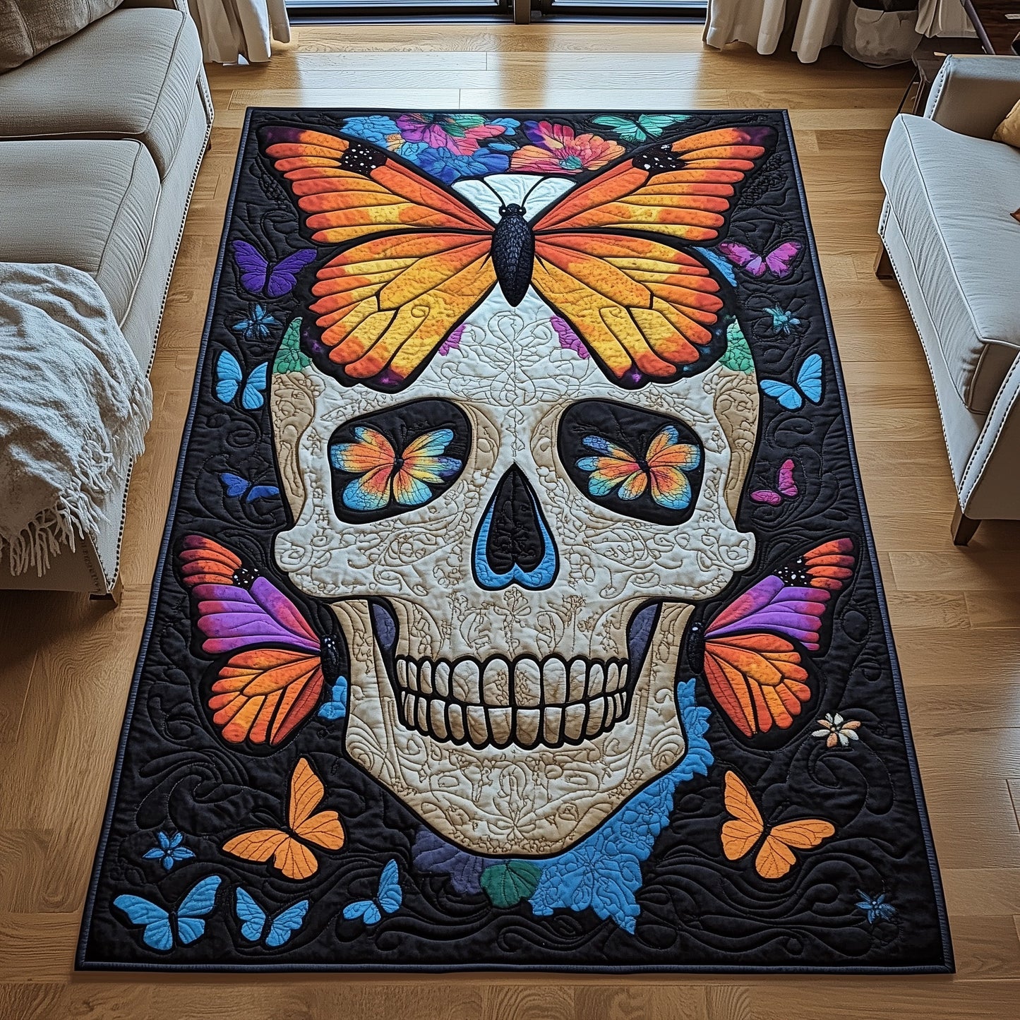Butterfly Skull Dreams Area Rug GFTOYC1021