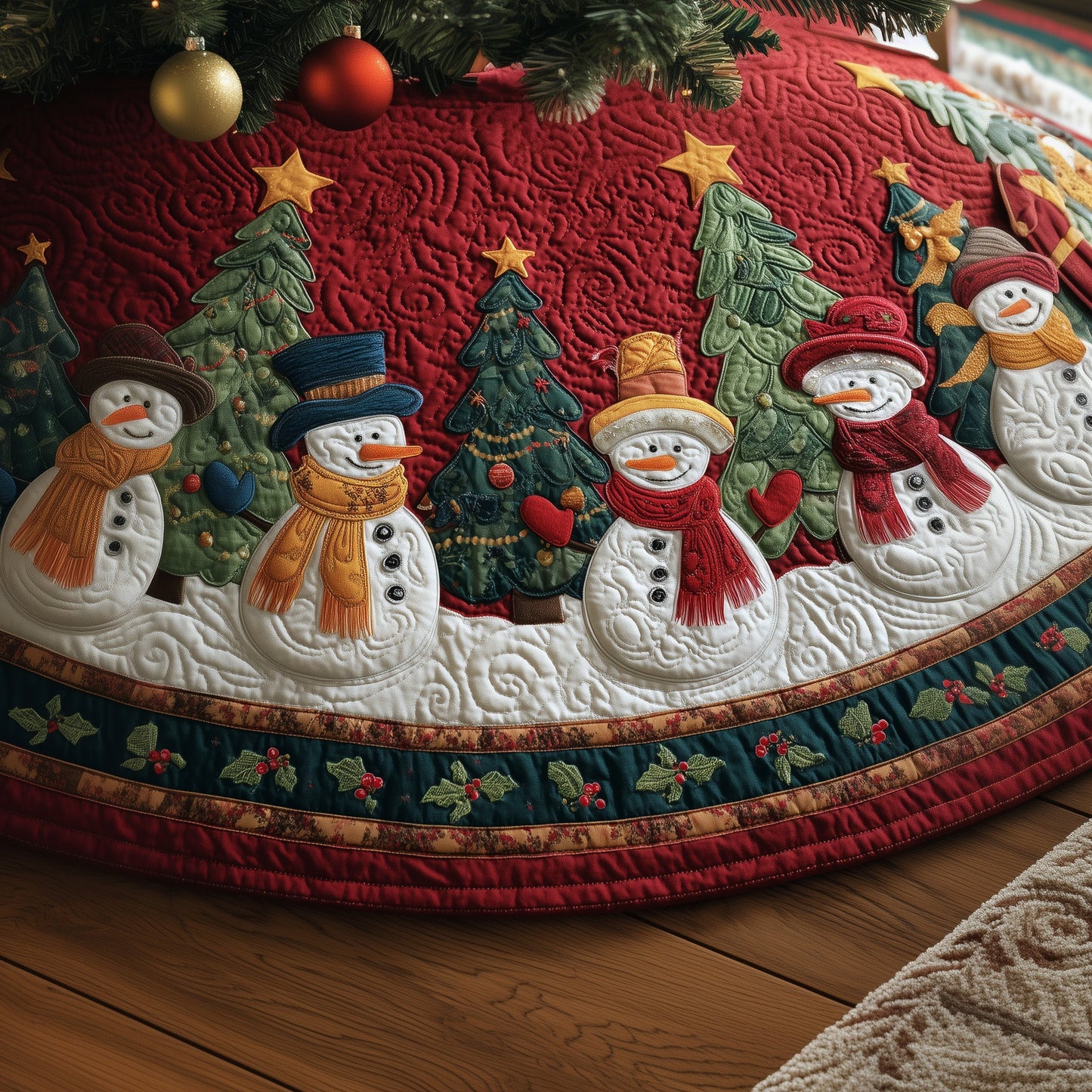 Snowy Spirit Quilted Tree Skirt GFTOYC1106