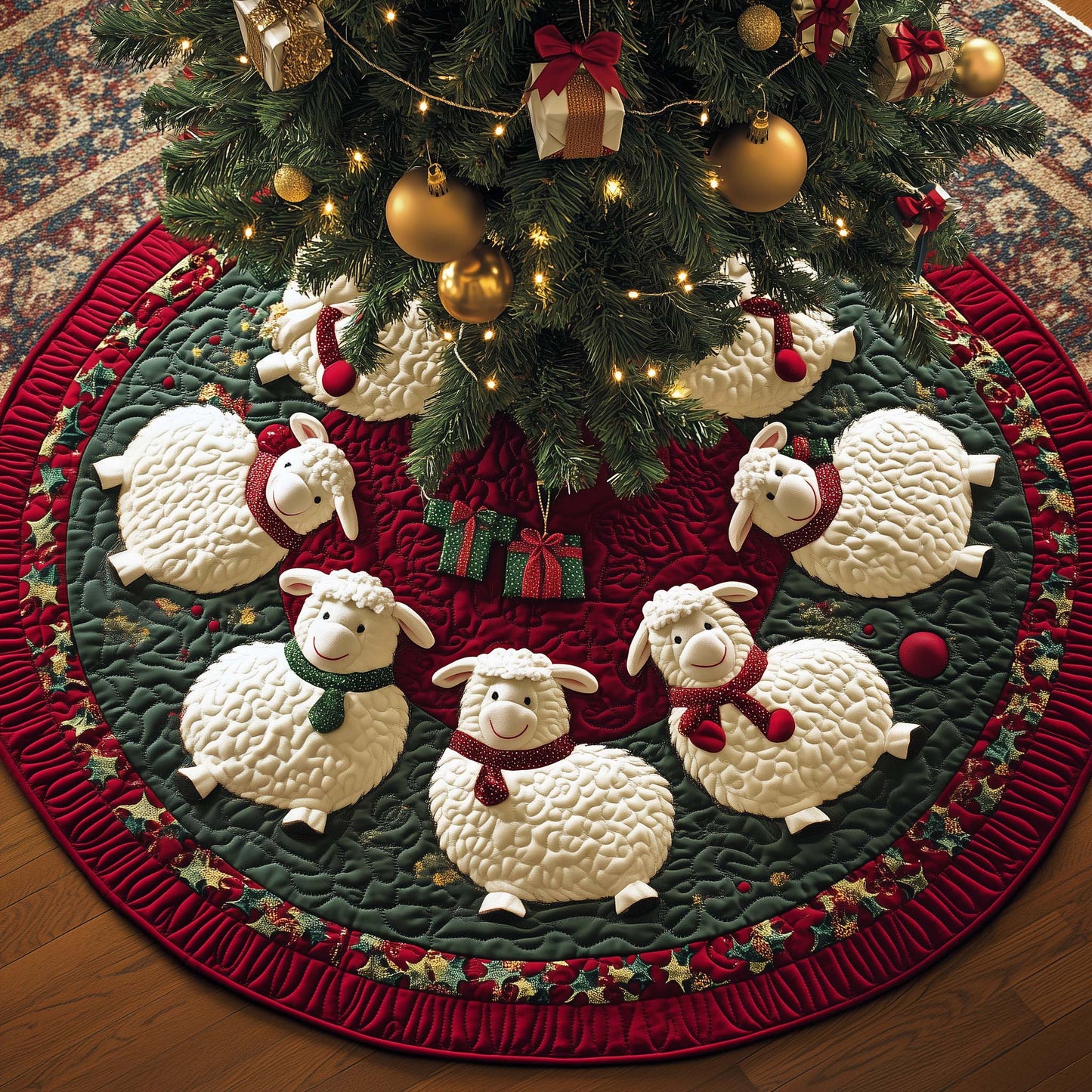 Adorable Sheep Quilted Tree Skirt GFTOYC1113