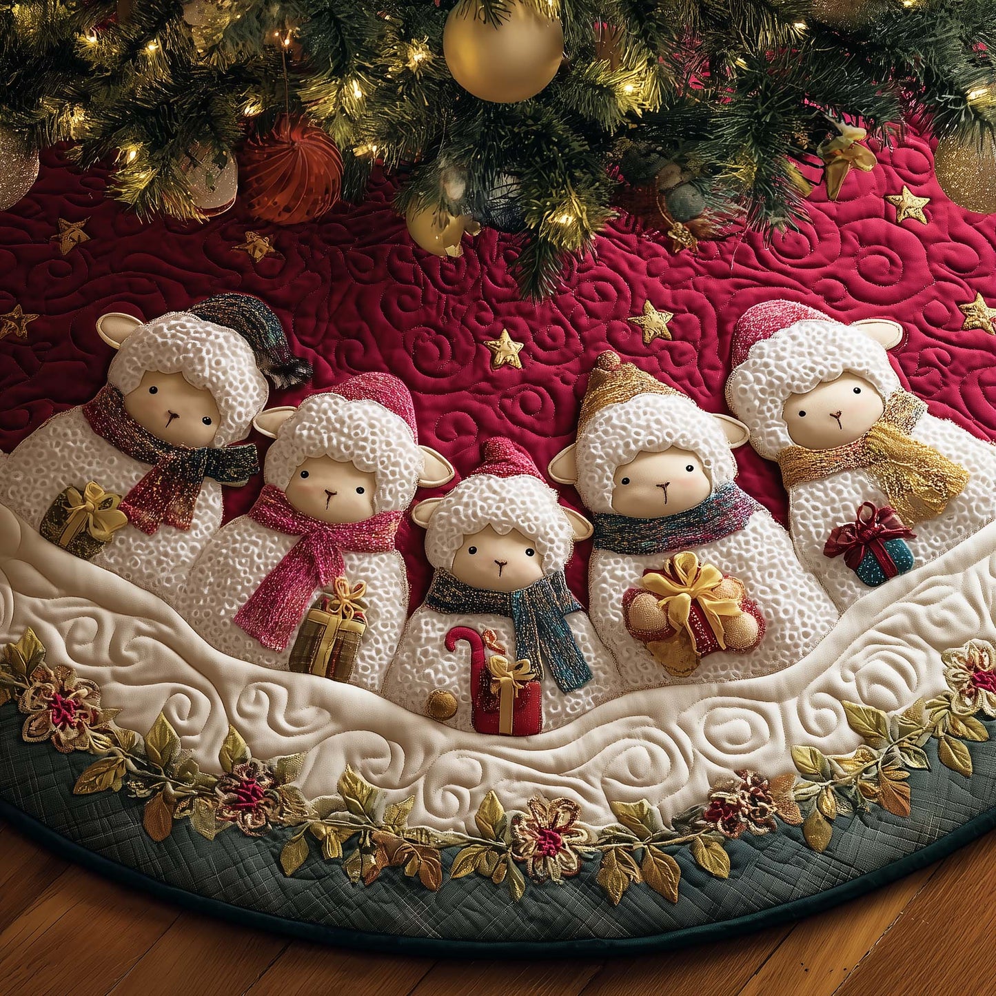 Adorable Sheep Quilted Tree Skirt GFTOYC1114