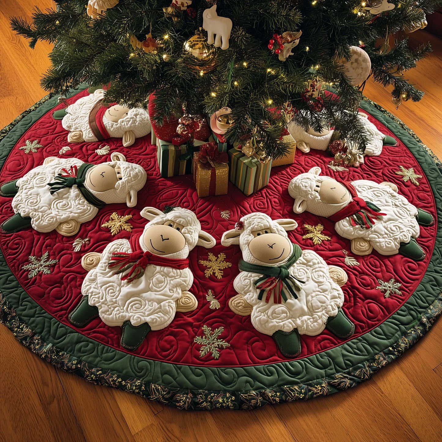 Adorable Sheep Quilted Tree Skirt GFTOYC1116