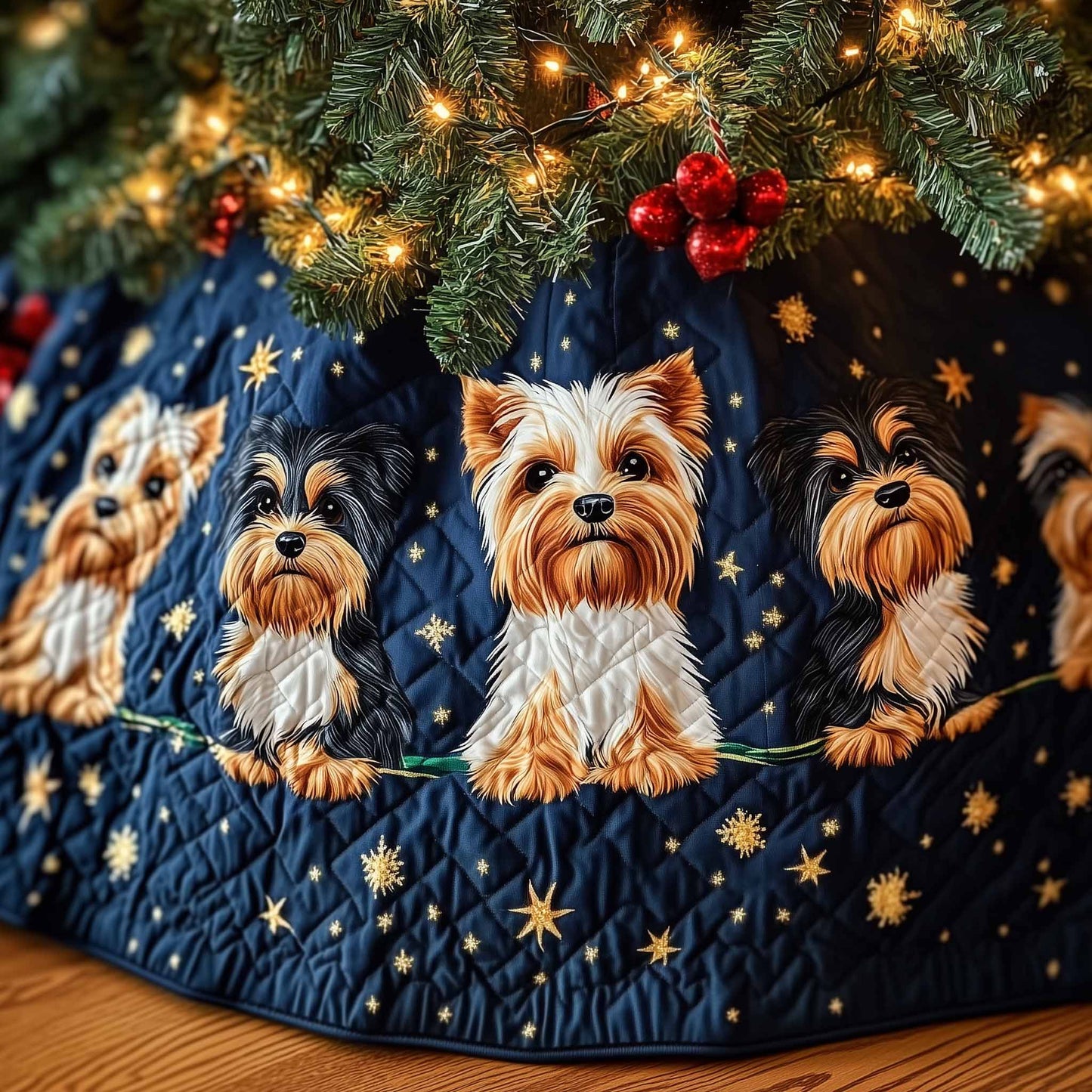 Festive Terrier Quilted Tree Skirt GFTOYC1155