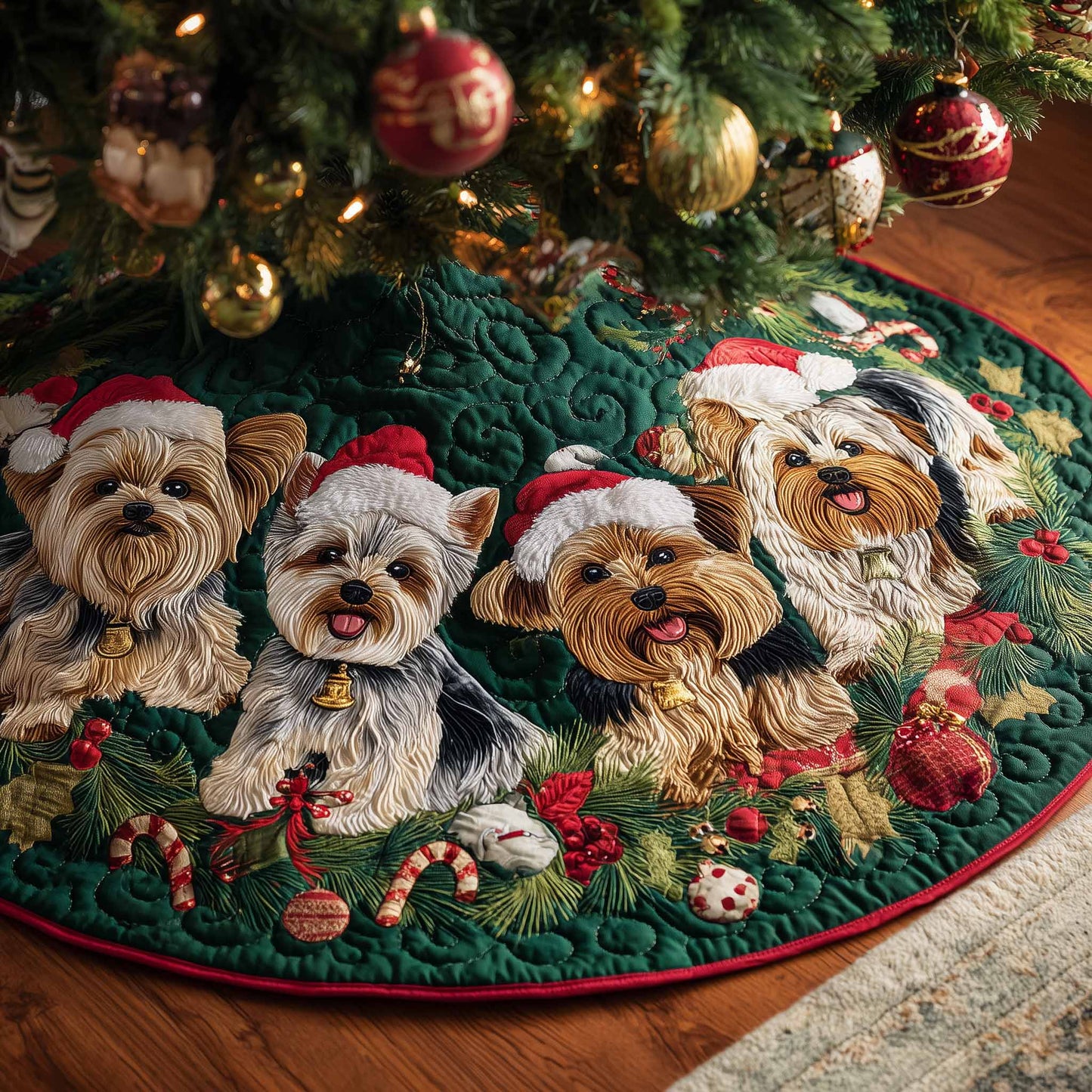 Festive Terrier Quilted Tree Skirt GFTOYC1157