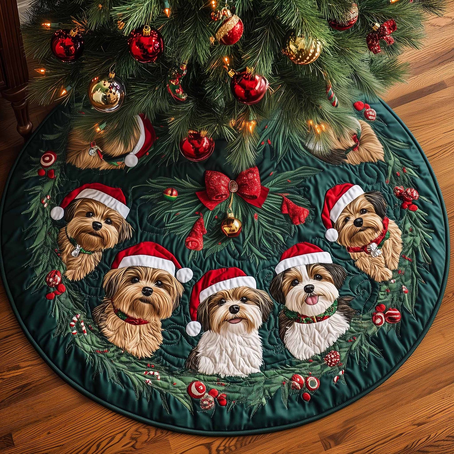 Festive Terrier Quilted Tree Skirt GFTOYC1158