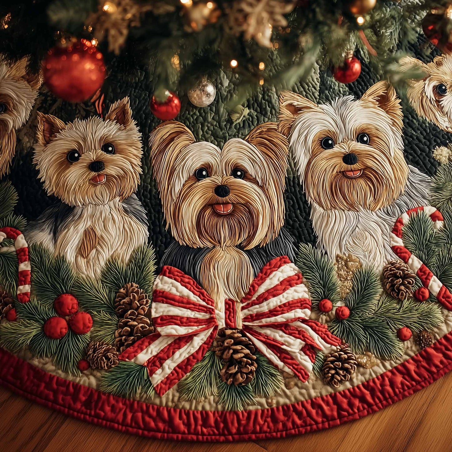 Festive Terrier Quilted Tree Skirt GFTOYC1159