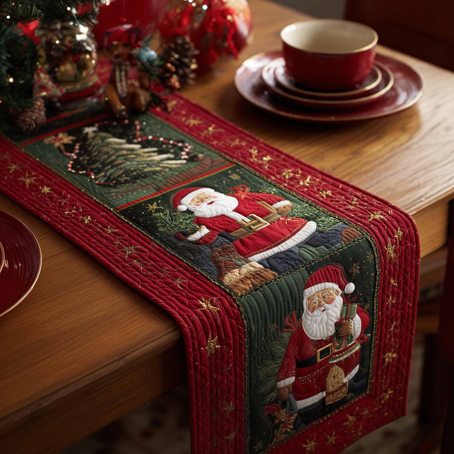 Merry Claus Quilted Table Runner GFTOYC1163