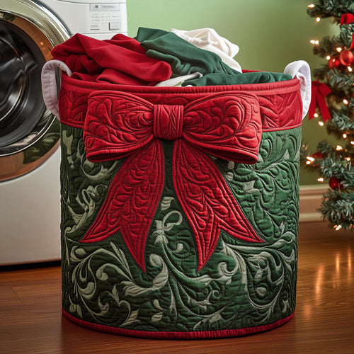 Festive Ribbon Quilted Laundry Basket GFTOYC1176