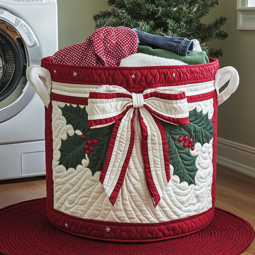Festive Ribbon Quilted Laundry Basket GFTOYC1177