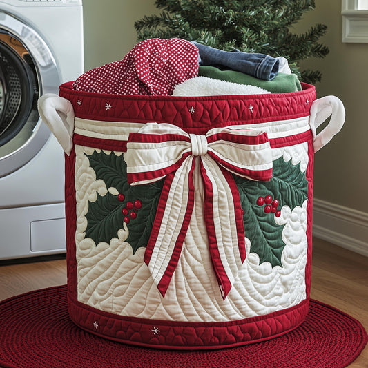 Festive Ribbon Quilted Laundry Basket GFTOYC1177