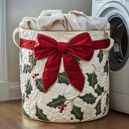 Festive Ribbon Quilted Laundry Basket GFTOYC1179