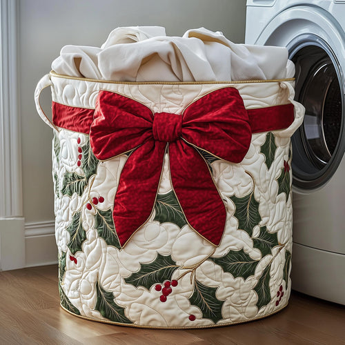 Festive Ribbon Quilted Laundry Basket GFTOYC1179