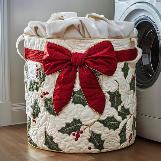 Festive Ribbon Quilted Laundry Basket GFTOYC1179