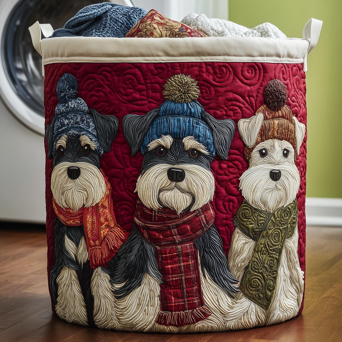 Adorable Schnauzer Quilted Laundry Basket GFTOYC1206