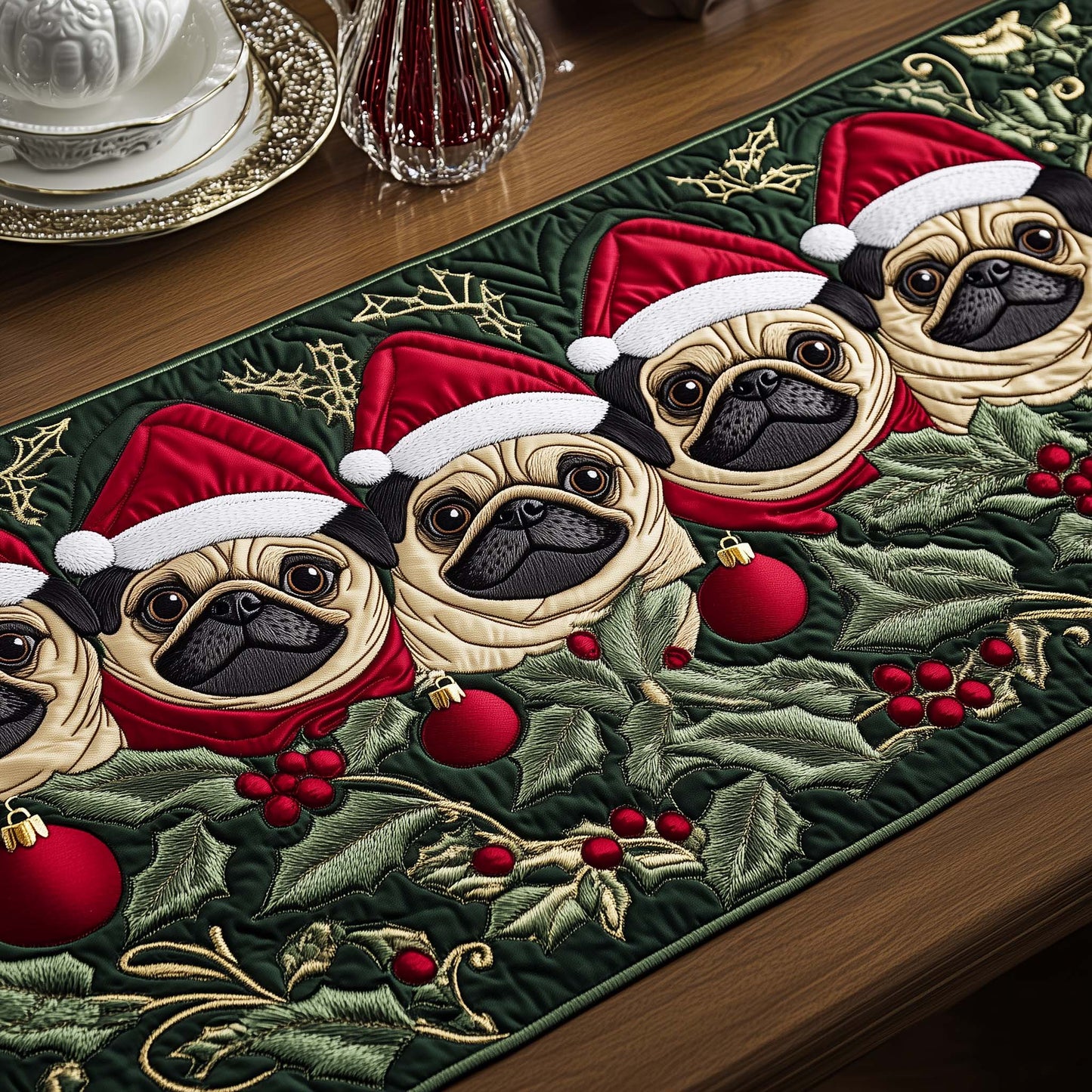 Jolly Pugs Quilted Table Runner GFTOYC1242