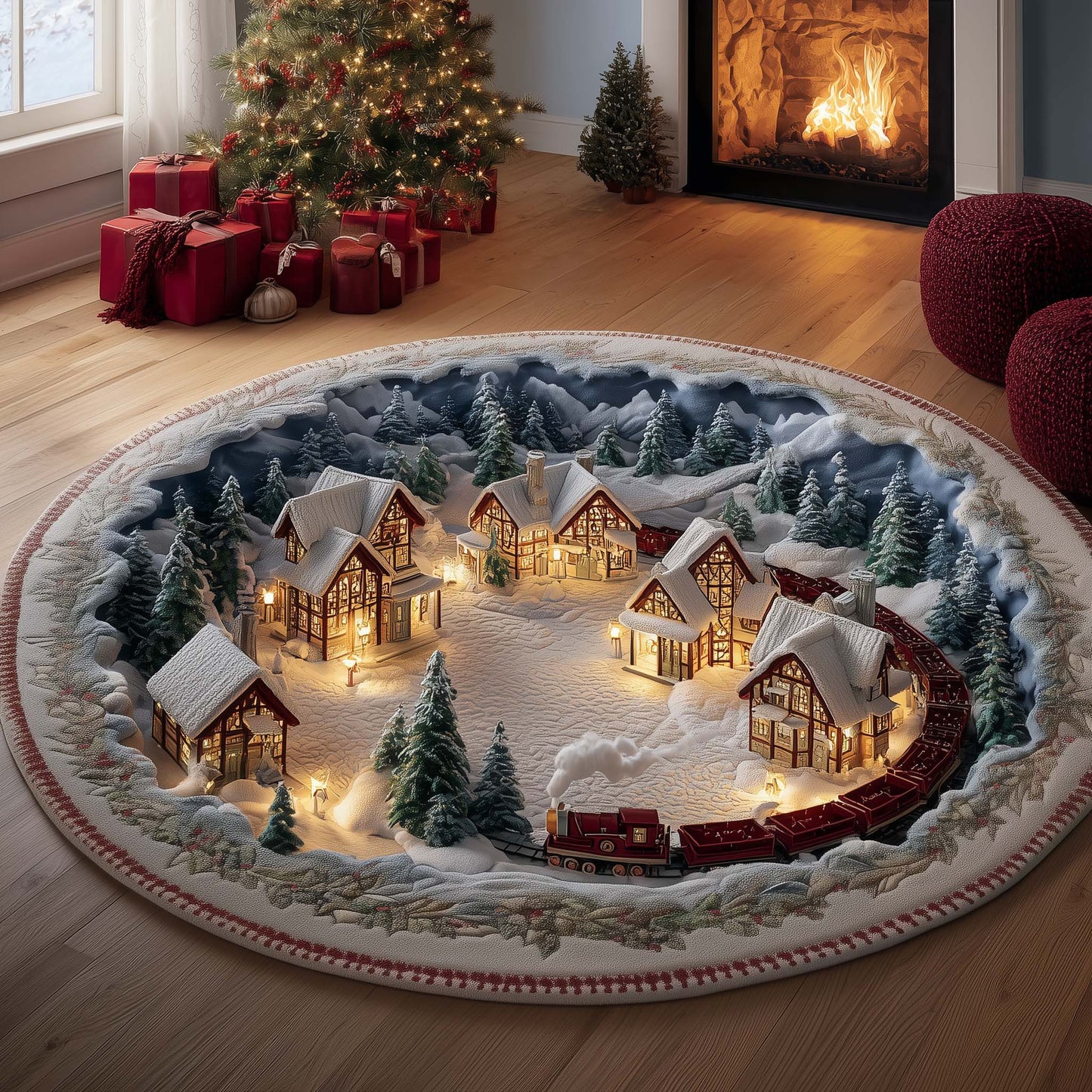 Snowy Express Quilted Round Mat GFTOYC1283