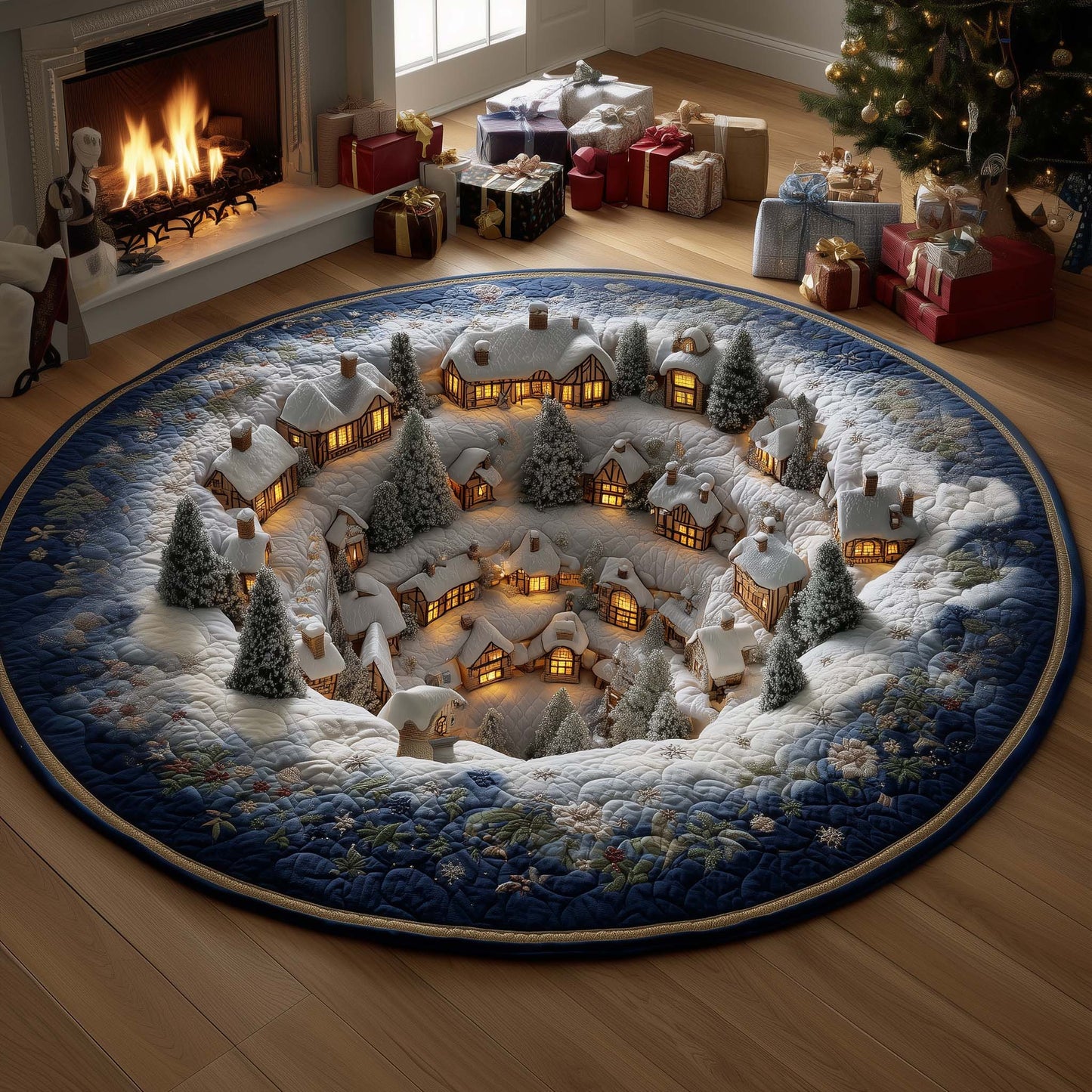 Winter Village Quilted Round Mat GFTOYC1284