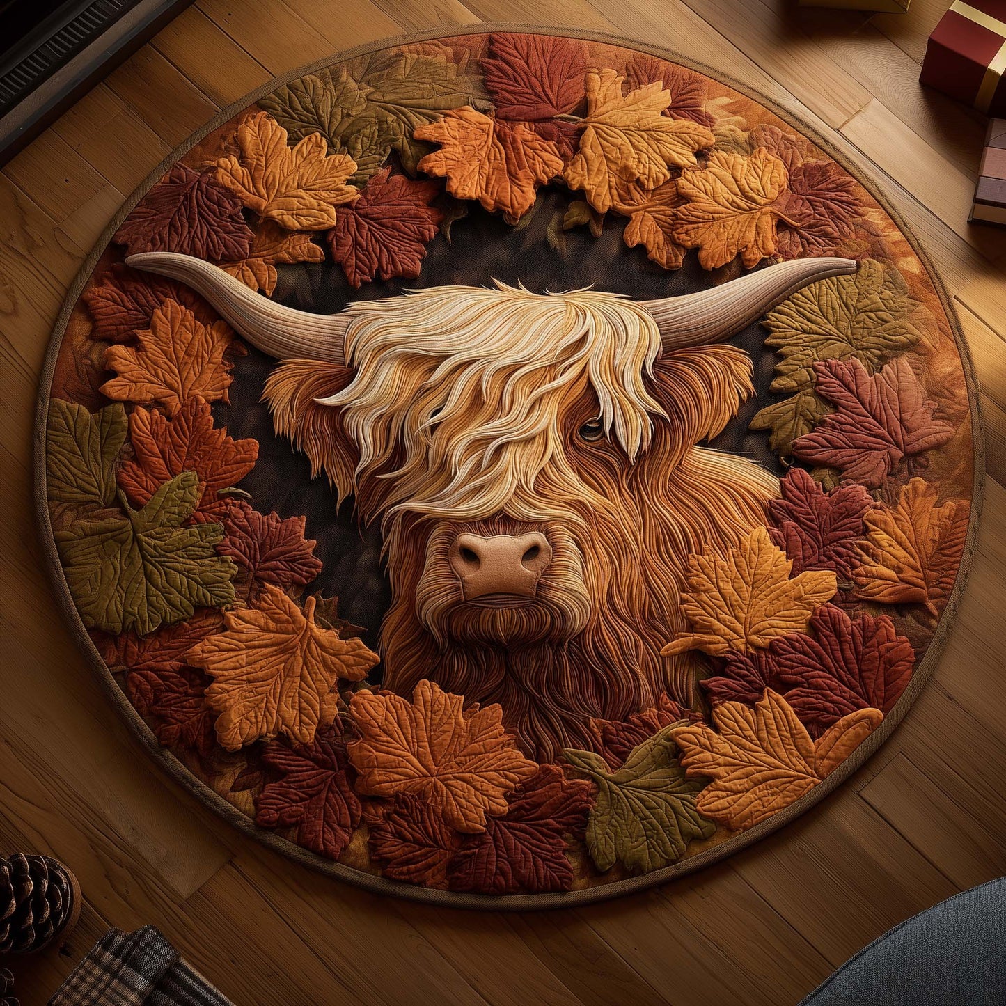 Highland Cow Quilted Round Mat GFTOYC1309
