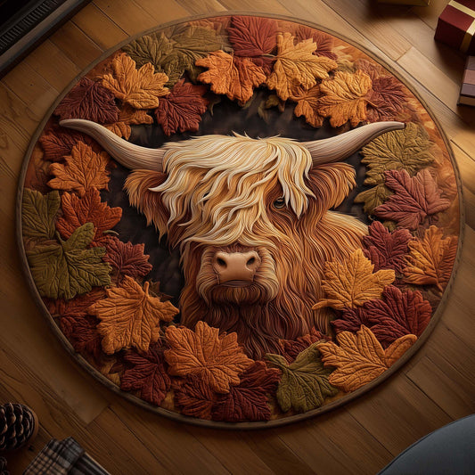 Highland Cow Quilted Round Mat GFTOYC1309