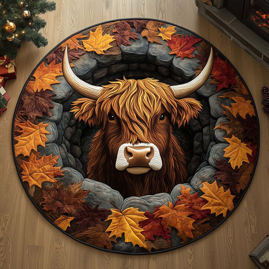 Highland Cow Quilted Round Mat GFTOYC1310