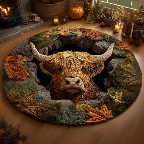 Highland Cow Quilted Round Mat GFTOYC1311