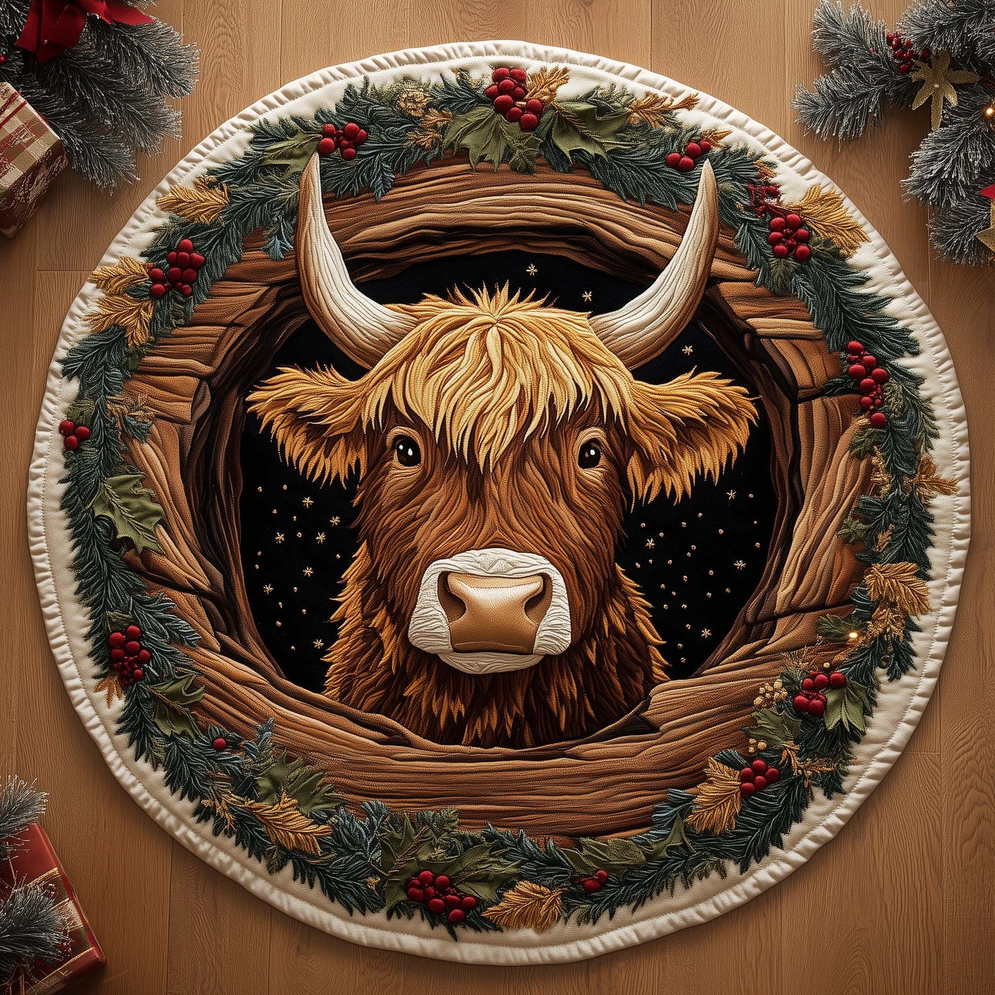 Highland Cow Quilted Round Mat GFTOYC1312