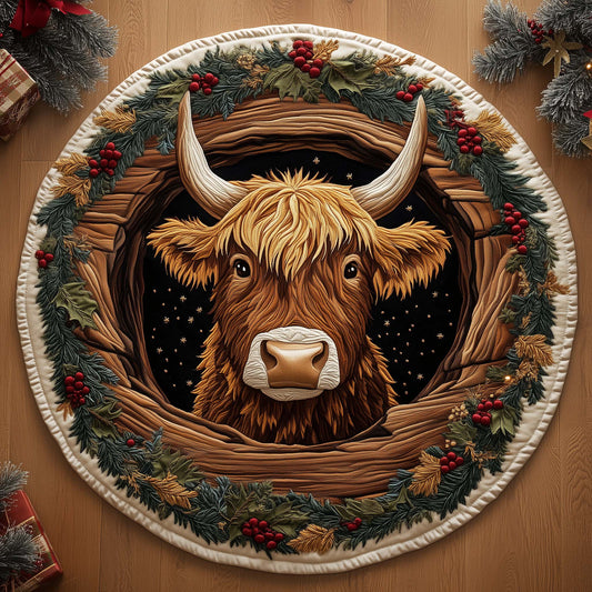 Highland Cow Quilted Round Mat GFTOYC1312