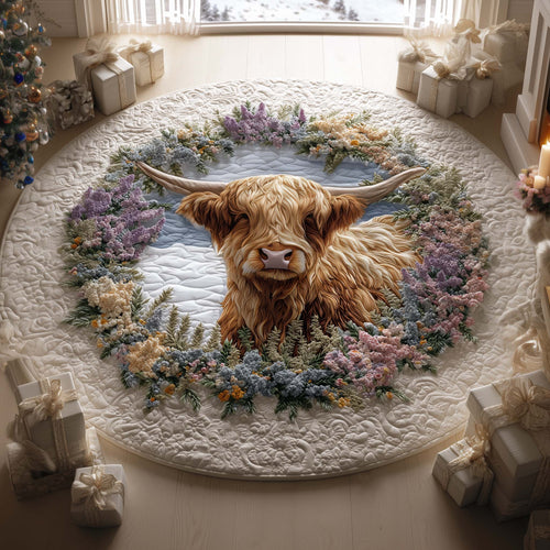 Highland Cow Quilted Round Mat GFTOYC1313