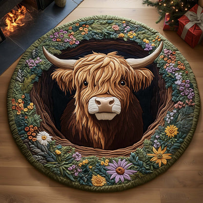 Highland Cow Quilted Round Mat GFTOYC1314