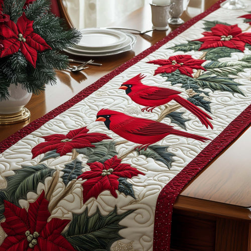 Cardinal Poinsettia Quilted Table Runner GFTOYC1328