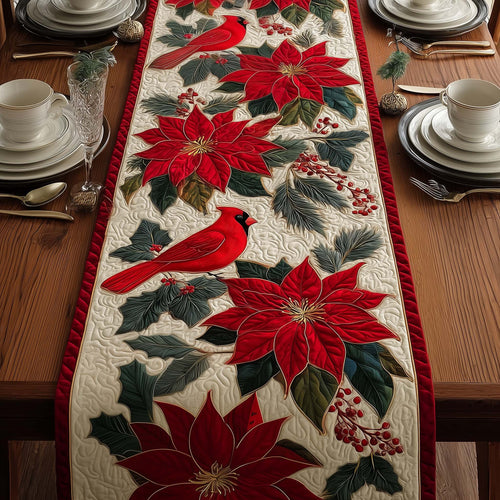 Cardinal Poinsettia Quilted Table Runner GFTOYC1329