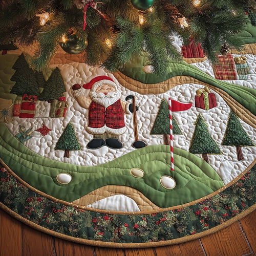 Santa Golfer Quilted Tree Skirt GFTOYC1335