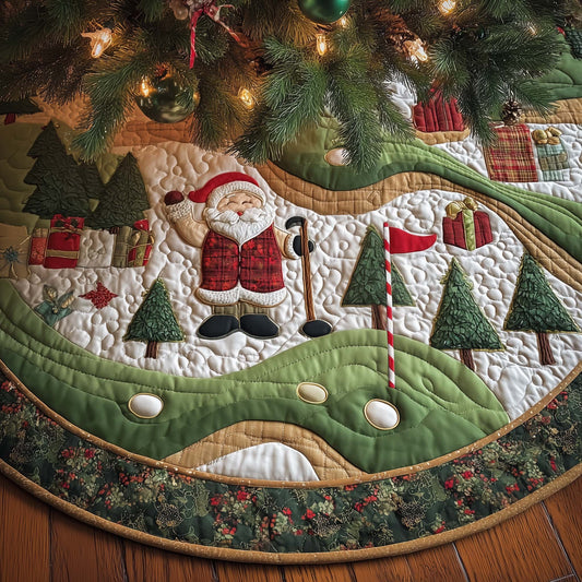 Santa Golfer Quilted Tree Skirt GFTOYC1335