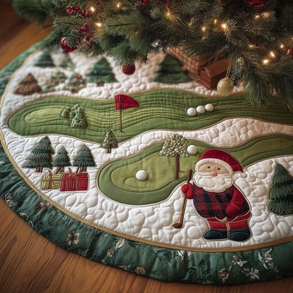 Santa Golfer Quilted Tree Skirt GFTOYC1336