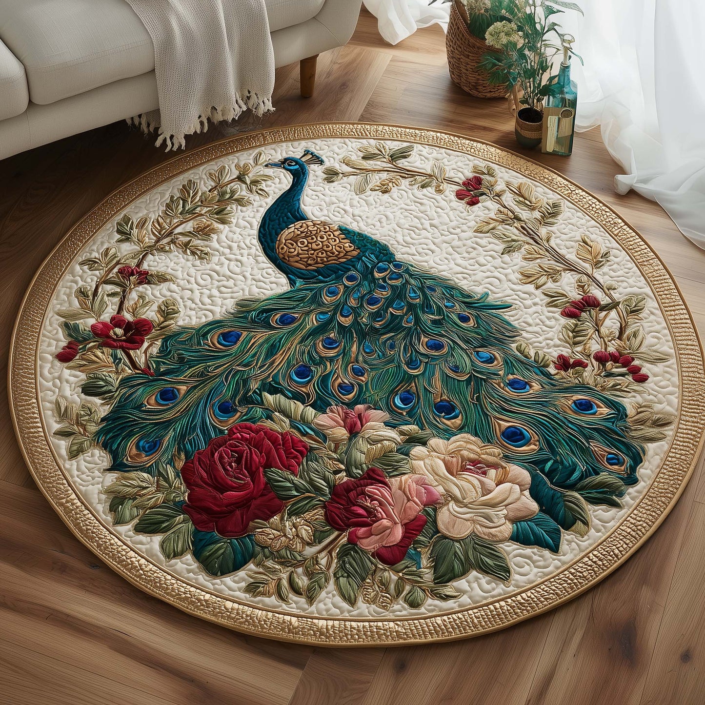 Majestic Feathers Quilted Round Mat GFTOYC1342