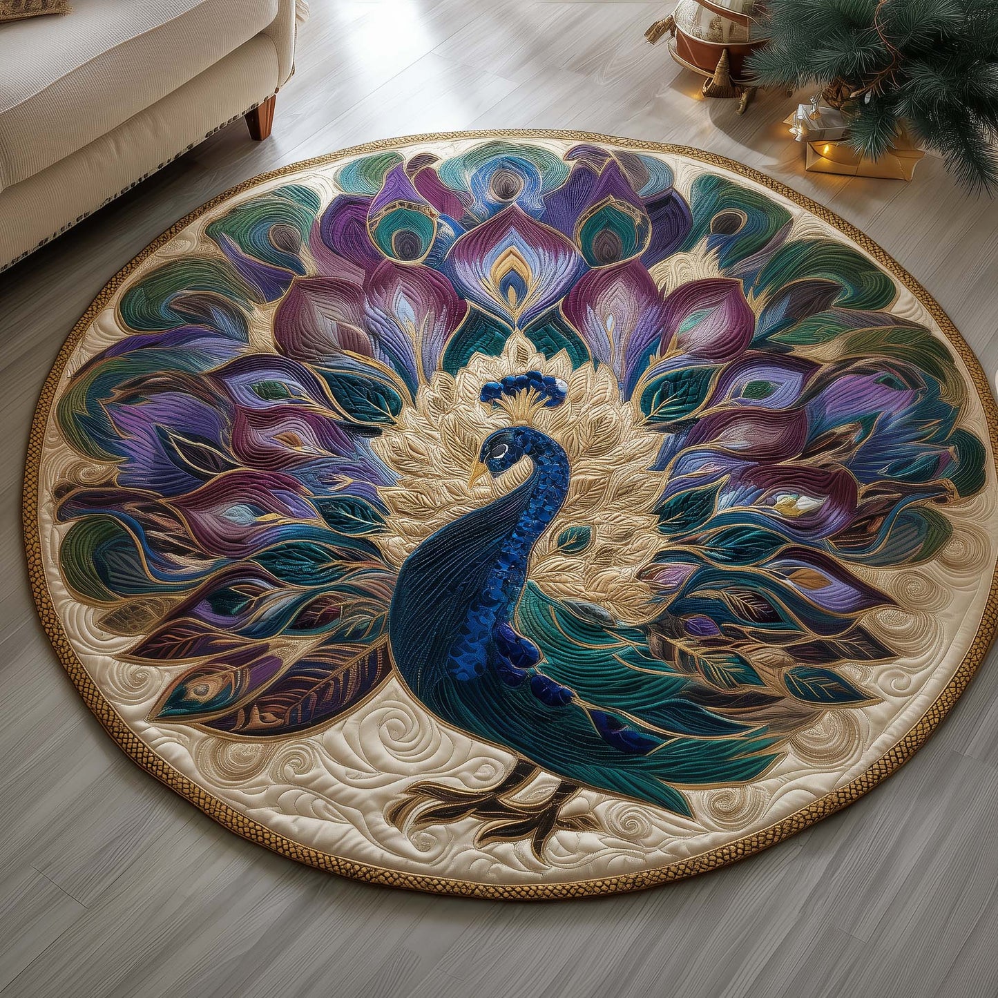 Majestic Feathers Quilted Round Mat GFTOYC1345